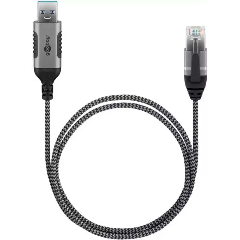 Goobay 74394 USB 3.0 Type A to RJ45 laidas 1,5 m juodas sidabrinis
