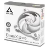 ARCTIC BioniX P120 (Pilka/Balta) – Slėgiui optimizuotas 120 mm žaidimų ventiliatorius su PWM PST