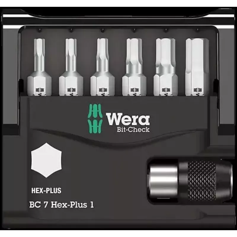 Wera Bit-Check 7 Hex-Plus 1 atsuktuvų antgalių rinkinys, 7 vnt., H2-H6