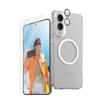 Apsauginės plėvelės rinkinys PanzerGlass CARE Flagship, skirtas Samsung S25 Edge — 3 viename rinkinys