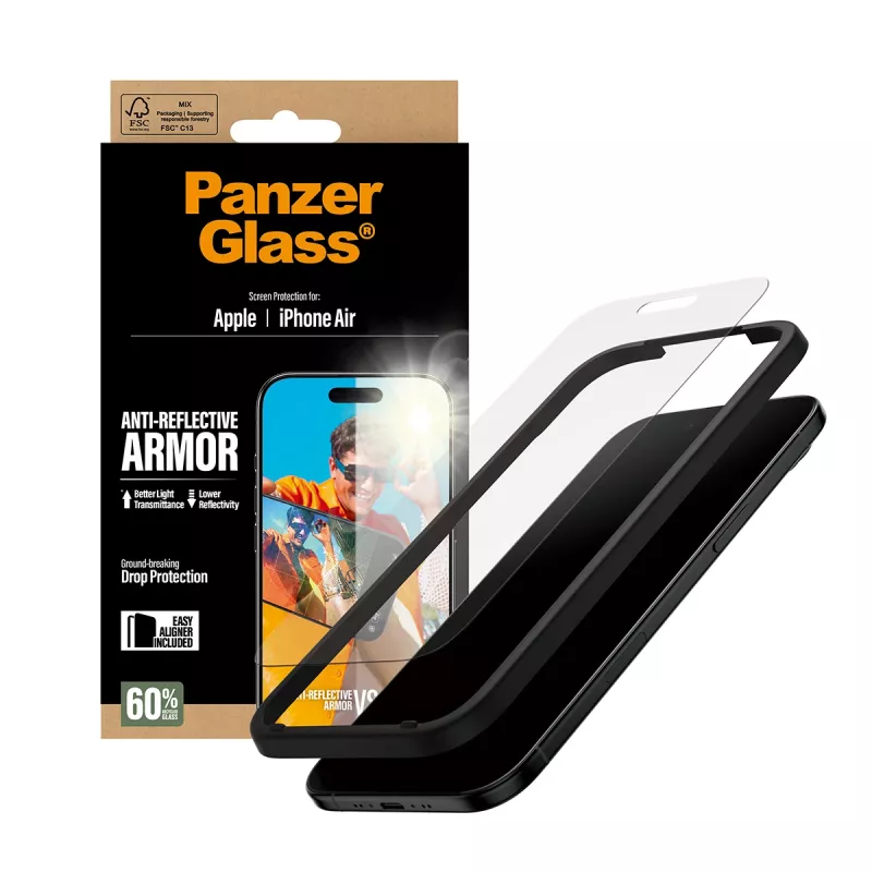 PanzerGlass antirefleksinis „Armor“ ekrano apsauga, skirta „iPhone Air“ – atspari įbrėžimams ir smūgiams
