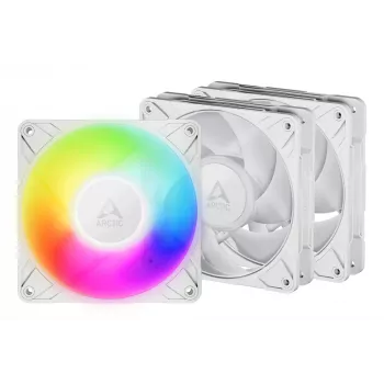 ARCTIC Freezer P12 Pro A-RGB (balta) – 3 vnt. pakuotė 120 mm A-RGB PWM ventiliatorius su kabelių skirstytuvu