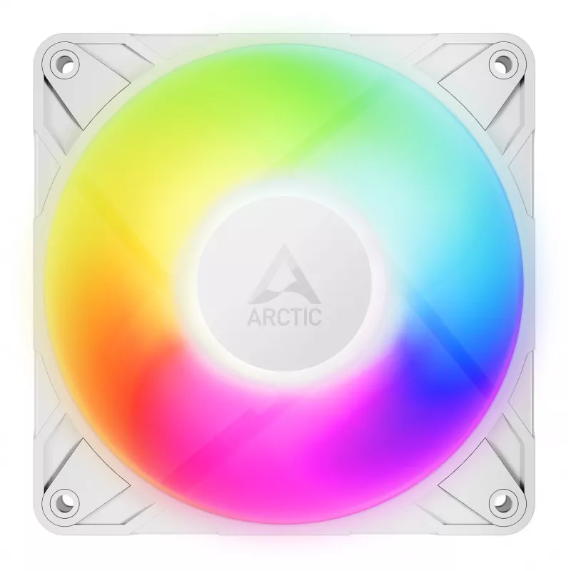 ARCTIC Freezer P12 Pro A-RGB (balta) – 3 vnt. pakuotė 120 mm A-RGB PWM ventiliatorius su kabelių skirstytuvu