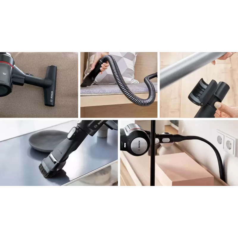 Bosch BSS715FRSH belaidis dulkių siurblys / elektrinė šluota 2-in-1 belaidis dulkių siurblys Baterija Sausas Be maišelio 0,3 L Juoda, Sidabrinė 5 Ah