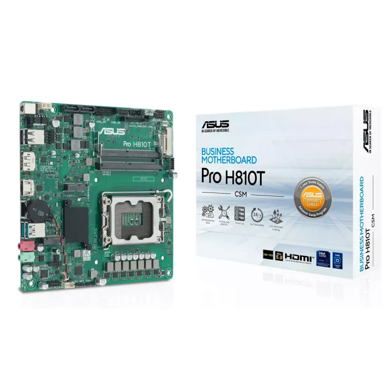 Motininė plokštė ASUS Pro H810T-CSM Intel H810 LGA 1851 mini ITX DDR5 128GB