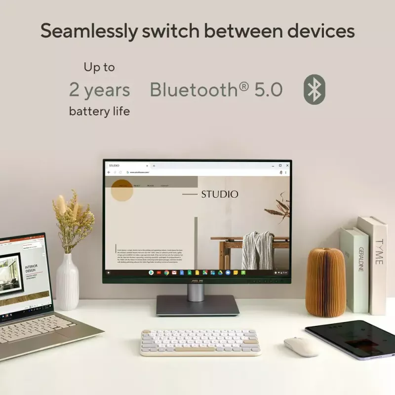 ASUS KW100 /GN/GE/81 klaviatūra Namai Bluetooth QWERTZ Vokiška Žalia, Šviesiai žalia