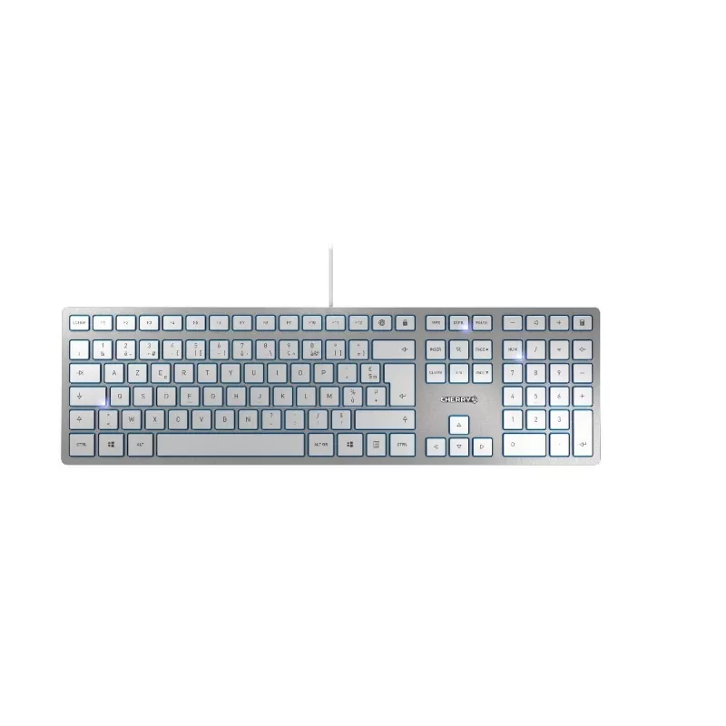 CHERRY KC 6000 plonas klaviatūra universali USB AZERTY belgiška sidabrinė, balta
