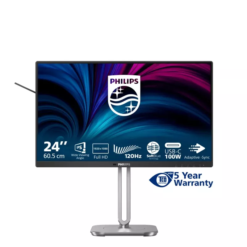 Philips 4000 serijos 24B2U4301/00 kompiuterio monitorius 60,5 cm (23,8 col.) 1920 x 1080 pikselių Full HD LCD pilkas