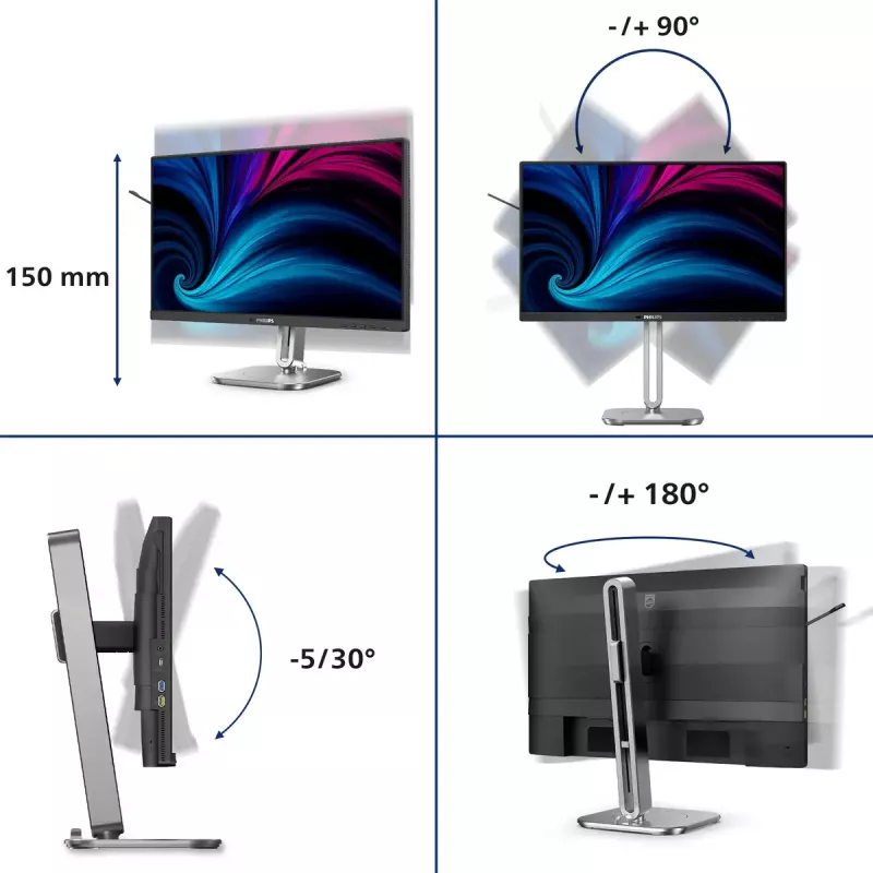 Philips 4000 serijos 24B2U4301/00 kompiuterio monitorius 60,5 cm (23,8 col.) 1920 x 1080 pikselių Full HD LCD pilkas