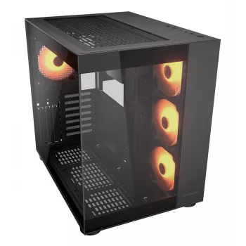 COUGAR PC Midi Tower korpusas FV150 ARGB — juodas, ATX/MicroATX/Mini-ITX, 3x120mm priekyje + 1x120mm gale, 2x3,5 col. ir 2x2,5 col. nišos
