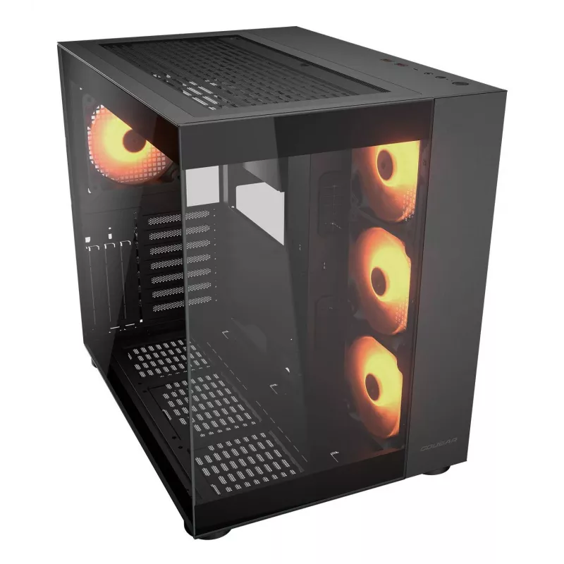 COUGAR PC Midi Tower korpusas FV150 ARGB — juodas, ATX/MicroATX/Mini-ITX, 3x120mm priekyje + 1x120mm gale, 2x3,5 col. ir 2x2,5 col. nišos