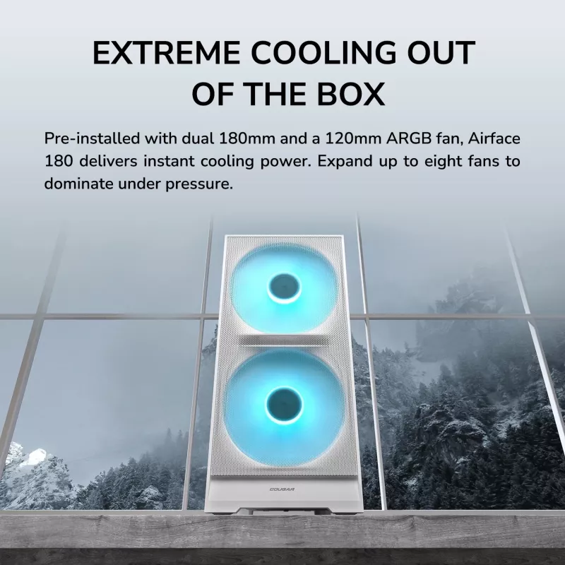 COUGAR Midi Tower Case, Airface 180, ARGB, Juoda