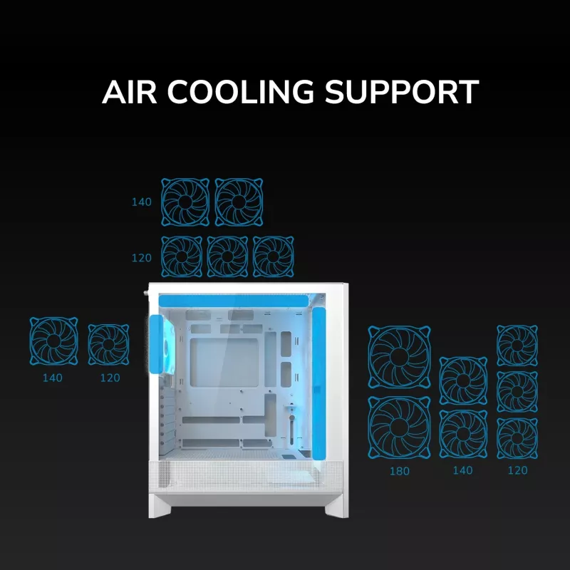 COUGAR Midi Tower Case, Airface 180, ARGB, Juoda