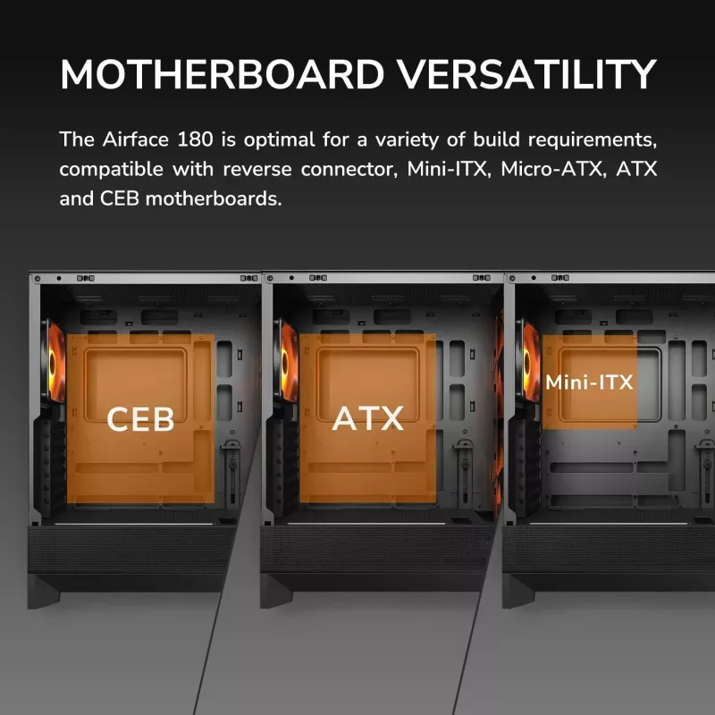 COUGAR Midi Tower Case, Airface 180, ARGB, Juoda