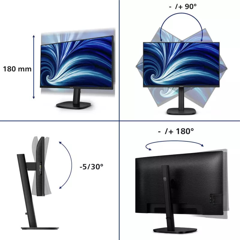 Philips 3000 serijos 24B2U3301D/00 kompiuterio monitorius 61,2 cm (24,1 colio) 1920 x 1200 pikselių WUXGA LCD juodas