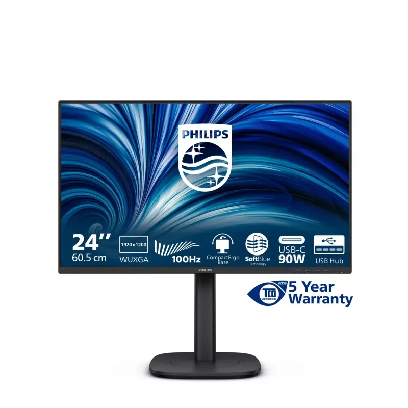 Philips 3000 serijos 24B2U3301D/00 kompiuterio monitorius 61,2 cm (24,1 colio) 1920 x 1200 pikselių WUXGA LCD juodas