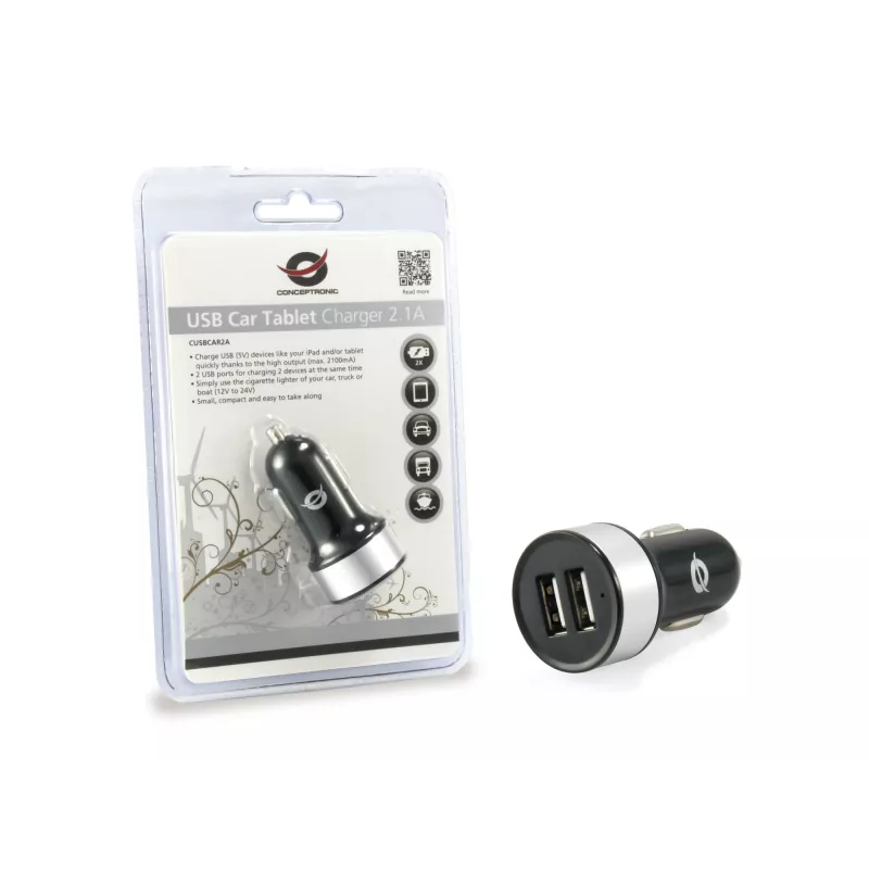 Automobilinis įkroviklis Conceptronic CUSBCAR2A 2 prievadų USB 2,1 A