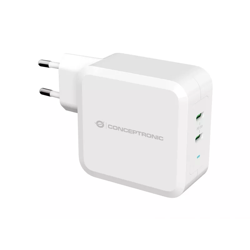 Conceptronic ALTHEA 2 prievadų 100 W GaN USB-C PD įkroviklis, vidinis, kintamosios srovės, 5 V, 5 A, balta