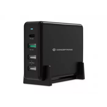 Conceptronic OZUL 4-Port 65W USB PD Desktop Charger, Indoor, AC, 5 V, Juoda