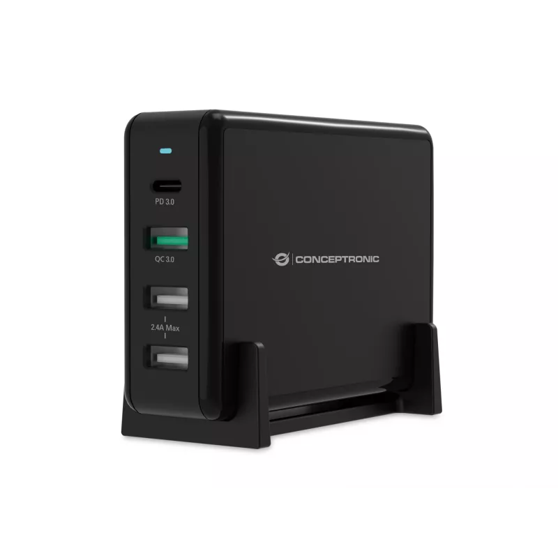 Conceptronic OZUL 4-Port 65W USB PD Desktop Charger, Indoor, AC, 5 V, Juoda