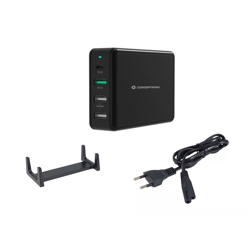 Conceptronic OZUL 4-Port 65W USB PD Desktop Charger, Indoor, AC, 5 V, Juoda