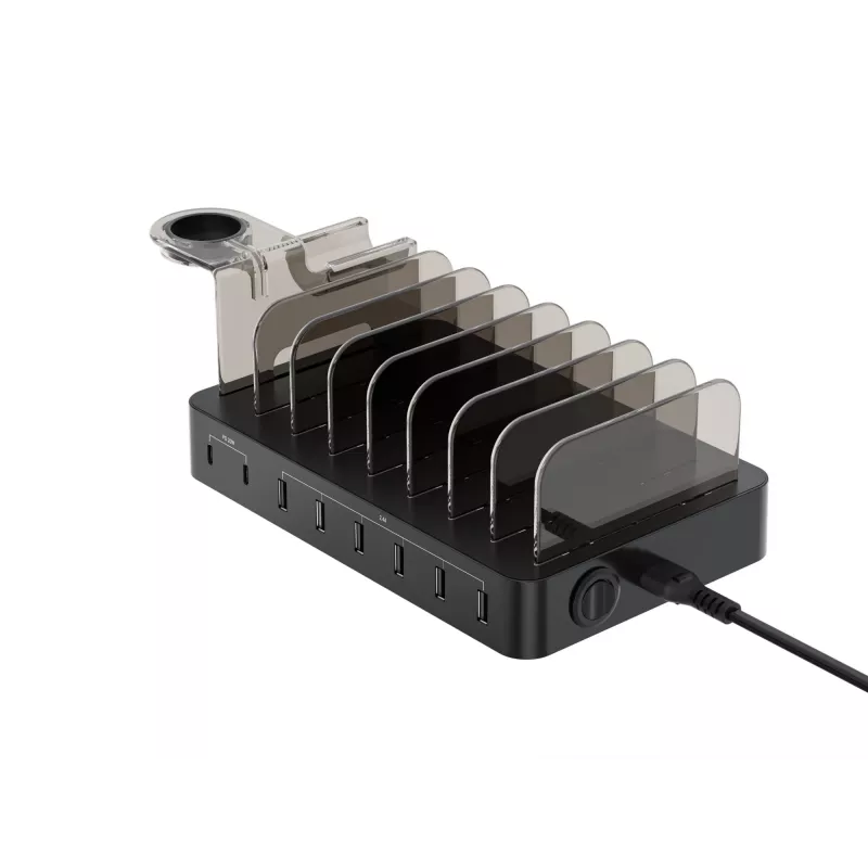 Conceptronic OZUL 8 prievadų 75 W USB PD įkrovimo stotelė, vidaus, kintamoji srovė, 12 V, juoda