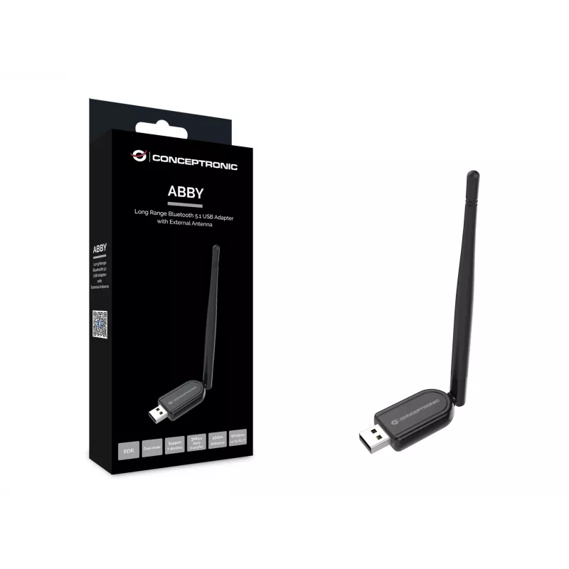 Conceptronic ABBY tolimojo nuotolio Bluetooth 5.1 USB adapteris su išorine antena