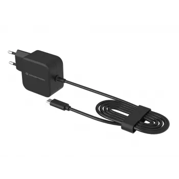Conceptronic OZUL04BE 67W GaN USB PD įkroviklis, su įmontuotu USB-C laidu