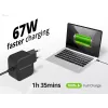 Conceptronic OZUL04BE 67W GaN USB PD įkroviklis, su įmontuotu USB-C laidu