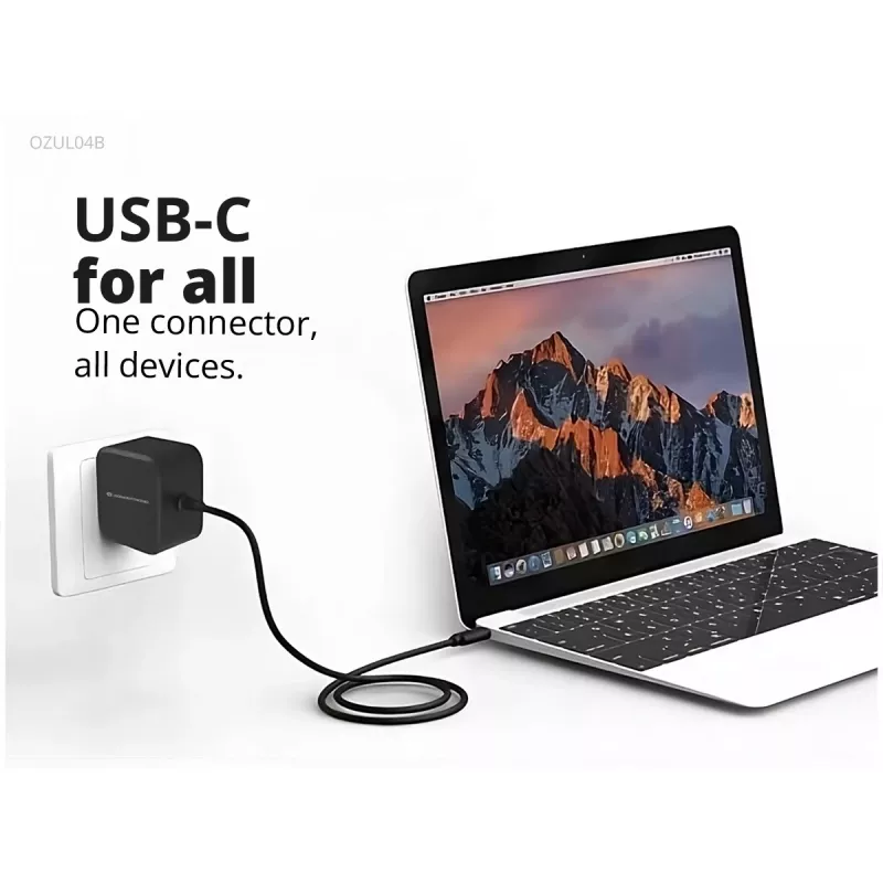 Conceptronic OZUL04BE 67W GaN USB PD įkroviklis, su įmontuotu USB-C laidu