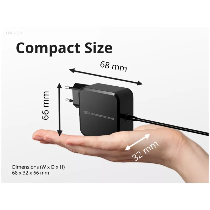 Conceptronic OZUL05BE mobiliojo įrenginio įkroviklis Universalus Juodas AC Vidinis