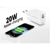 Conceptronic 2 prievadų 20W GaN USB PD įkroviklis, USB-C x 1, USB-A x 1, QC 3.0, PPS