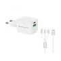 Conceptronic 2 prievadų 33 W GaN USB PD įkroviklis su 3-in-1 įkrovimo kabeliu, USB-C x 1, USB-A x 1, QC 3.0, PPS