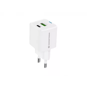 Conceptronic 2 prievadų 33 W GaN USB PD įkroviklis su 3-in-1 įkrovimo kabeliu, USB-C x 1, USB-A x 1, QC 3.0, PPS