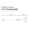 Conceptronic 2 prievadų 33 W GaN USB PD įkroviklis su 3-in-1 įkrovimo kabeliu, USB-C x 1, USB-A x 1, QC 3.0, PPS