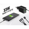 Conceptronic 2 prievadų 33 W GaN USB PD įkroviklis su 3-in-1 įkrovimo kabeliu, ALTHEA16B
