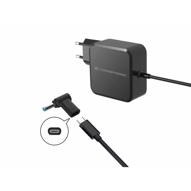Conceptronic ABBY15PC01 nuolatinės srovės į USB-C adapteris, HP 4,5x3,0 mm, 18–20 V