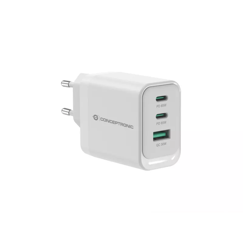 Conceptronic ALTHEA21W65 3 prievadų 65W GaN USB PD įkroviklis, USB-C x 2, USB-A x 1, QC 3.0, PPS, PD 3.0