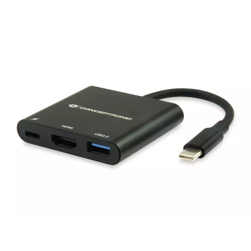 Conceptronic DONN01B nešiojamojo kompiuterio dokas / prievadų replikatorius USB 3.2 Gen 1 (3.1 Gen 1) Type-C juodas