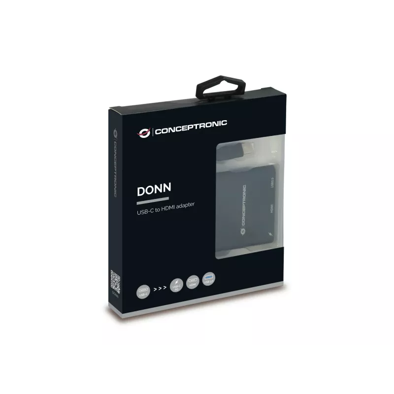 Conceptronic DONN01B nešiojamojo kompiuterio dokas / prievadų replikatorius USB 3.2 Gen 1 (3.1 Gen 1) Type-C juodas
