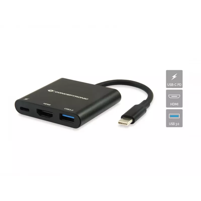 Conceptronic DONN01B nešiojamojo kompiuterio dokas / prievadų replikatorius USB 3.2 Gen 1 (3.1 Gen 1) Type-C juodas