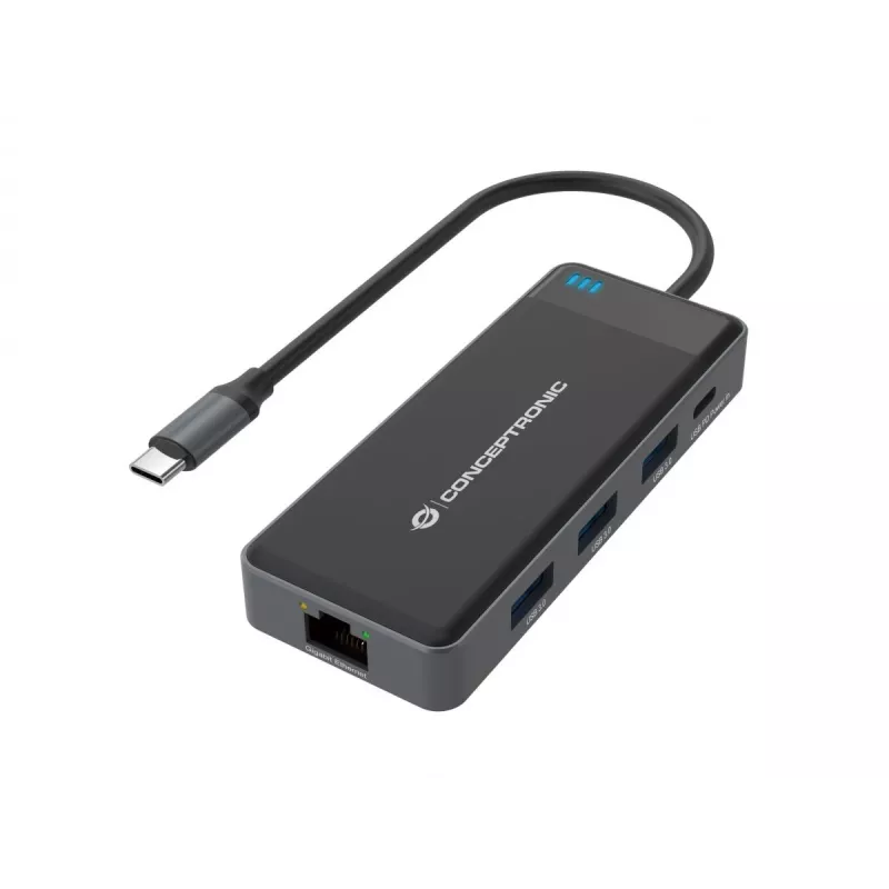Conceptronic DONN14G nešiojamojo kompiuterio dokas / prievado replikatorius, laidinis, USB 3.2 Gen 1 (3.1 Gen 1) Type-C, pilkas