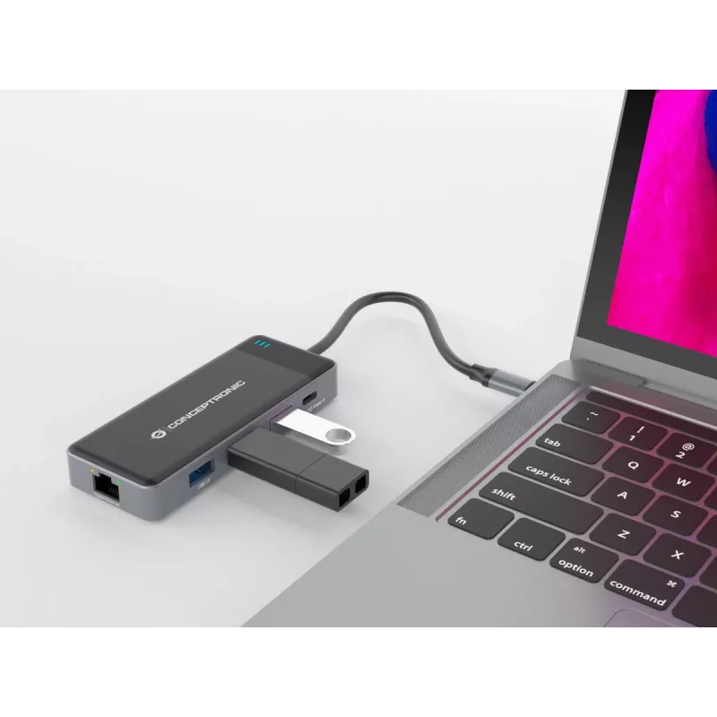 Conceptronic DONN14G nešiojamojo kompiuterio dokas / prievado replikatorius, laidinis, USB 3.2 Gen 1 (3.1 Gen 1) Type-C, pilkas