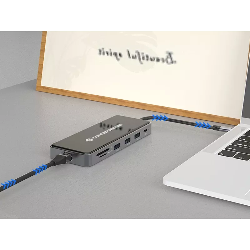 Conceptronic DONN15G nešiojamojo kompiuterio dokas / prievado replikatorius, laidinis, USB 3.2 Gen 1 (3.1 Gen 1) Type-C, pilkas