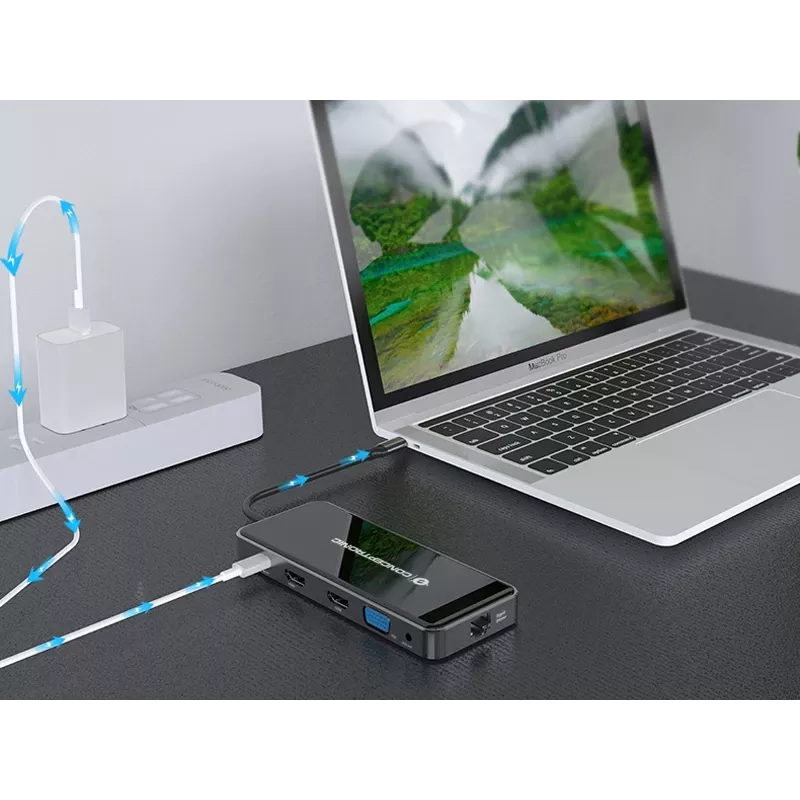 Conceptronic DONN15G nešiojamojo kompiuterio dokas / prievado replikatorius, laidinis, USB 3.2 Gen 1 (3.1 Gen 1) Type-C, pilkas