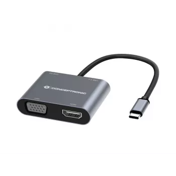 Conceptronic DONN16G Laidinis USB 3.2 Gen 1 Type-C pilkos spalvos 100W 4K Ultra HD