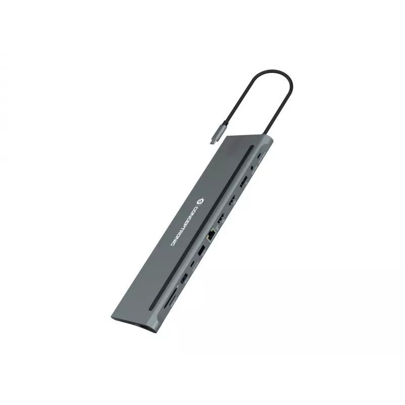 „Conceptronic DONN17G“ nešiojamojo kompiuterio dokas / prievado atkartotuvas laidinis USB 3.2 Gen 1 (3.1 Gen 1) Type-C pilkas
