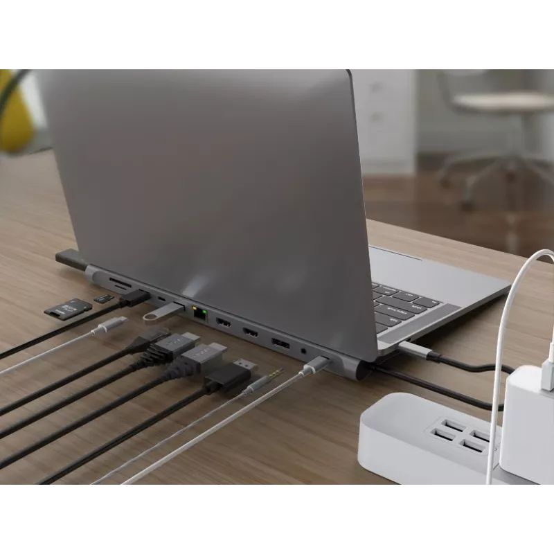 „Conceptronic DONN17G“ nešiojamojo kompiuterio dokas / prievado atkartotuvas laidinis USB 3.2 Gen 1 (3.1 Gen 1) Type-C pilkas