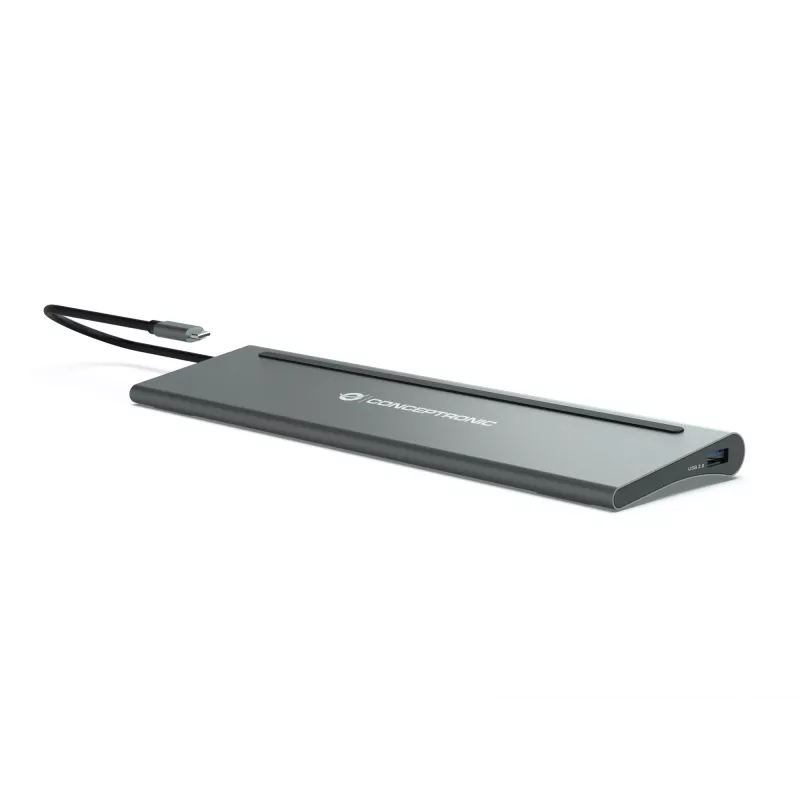 „Conceptronic DONN17G“ nešiojamojo kompiuterio dokas / prievado atkartotuvas laidinis USB 3.2 Gen 1 (3.1 Gen 1) Type-C pilkas