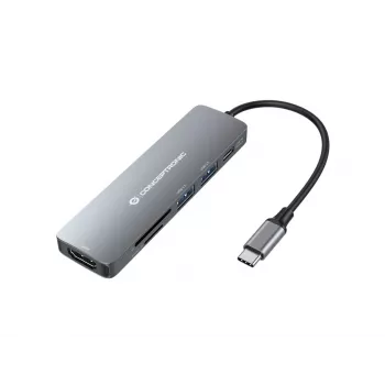 Conceptronic DONN11G 6-in-1 USB 3.2 Gen 1 Dokinimo stotelė, HDMI, 100W USB PD, USB 3.0, USB 2.0, SD, TF/MicroSD